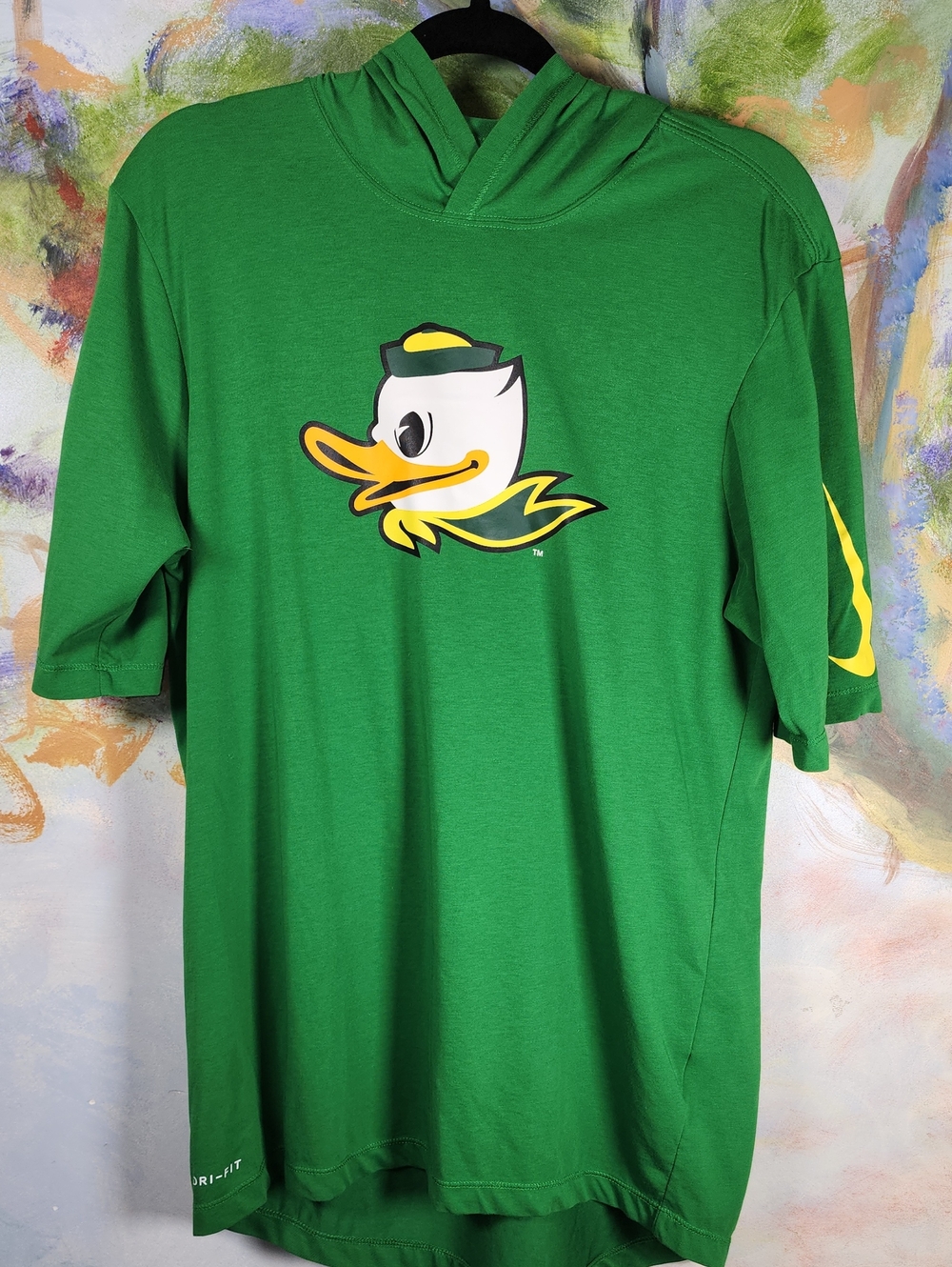 Nike Green Oregon Ducks Hooded Short-Sleeve Shirt with Duck Logo